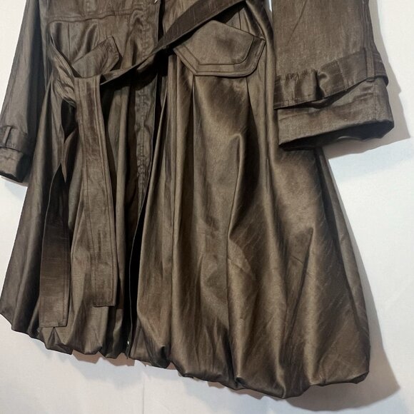 SAMUEL DONG BUBBLE COAT DRESS Women Classic XL Brown Bronze Lined Water Resistan - Picture 9 of 15